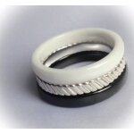 Bijouxia - bague pure céramique et argent 925° - noir / blanc - femme Bijouxia - bague pure céramique et argent 925° - noir / blanc - femme