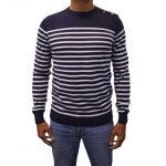Bill tornade pull marinire col rond mariniere bleu marine homme