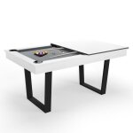 Billard amricain convertible en table  manger 4 - 6 personnes 185 x 104 x 82 cm - horizon - blanc - ...