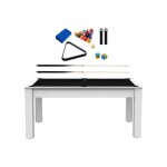 Billard convertible table 6 personnes texas + pack accessoires confort blanc laqué et noir (tapis) Billard convertible table 6 personnes texas + pack accessoires confort blanc laqué et noir (tapis)