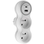 Biplite - zenitech - bol�a - 2x16a - avec 2 ports usb a / c - blanc / gris