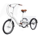 Blanc 20 pouces 3 roues vlo 1 vitesse tricycle pour adultes avec panier  provisions