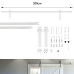 Blanc 200cm kit complet de rails pour porte coulissante willonin� ensemble industriel syst�me int�rieur ...
