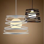 Blanc lustre suspension industrielle cage fer forme ressort 30cm luminaire e27 pour dcor restaurant ...