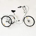Blanc tricycle pour adulte - 6 vitesses - 26 pouces - avec grand panier - cadre en alliage 3 roues Blanc tricycle pour adulte - 6 vitesses - 26 pouces - avec grand panier - cadre en alliage 3 roues