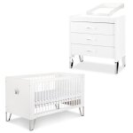 Blanka chambre bb lit convertible et commode avec plan  langer 140x70 blanc