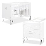 Blanka chambre b�b� lit �volutif et commode avec plan � langer 120x60 blanc