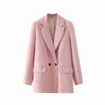Blazer femme deux boutons manteau de printemps coupe basse  revers veste dcontracte  la mode rose ...