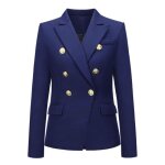 Blazer femme Élégant casual veste double boutonnage business revers slim manches longues femmes - bleu ... Blazer femme Élégant casual veste double boutonnage business revers slim manches longues femmes - bleu ...