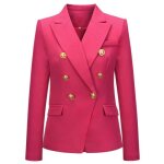 Blazer femme Élégant casual veste double boutonnage business revers slim manches longues femmes - rose ... Blazer femme Élégant casual veste double boutonnage business revers slim manches longues femmes - rose ...
