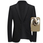 Blazer homme en laine slim fit col revers sans repassage avec poches - noir