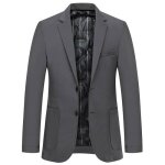 Blazer hommes uni - revers - paississant - fit grande vtements masculin - xd378 - gris fonc