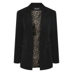 Blazer noir uni avec une coupe droite un col crant� et des manches longues