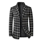 Blazer veste carreaux homme printemps automne casual coupe ajuste - noir - insfity
