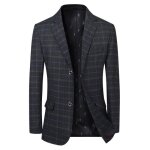 Blazer veste homme plaid insfity coupe ajust casual regular col classique - bleu