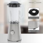 Blender mixeur r�cipient en verre de 10 litre 2 vitesses + fonction dimpulsion proficook um 1213 500w ...