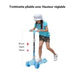 Bleu trottinette � 3 roues lumieuse pour gar�on fille willonin� patinette pliable et hauteur ajustable ...