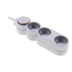 Bloc home 3 prises 16a 2p + t avec interrupteur et fiche extraplate - silver - 15m - zenitech
