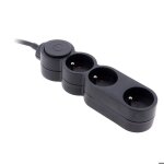 Bloc home 3 prises 16a 2p + t avec interrupteur et fiche extraplate - noir - 15m - zenitech