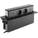 Bloc multiprise encastrable 2x 16a 2p + t + 2 ports usb inox - otio Bloc multiprise encastrable 2x 16a 2p + t + 2 ports usb inox - otio