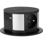 Bloc multiprise encastrable 3 prises 16a + 2x usb et chargeur induction - noir - otio
