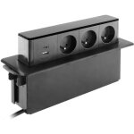 Bloc multiprise encastrable 3x 16a 2p + t + 2 ports usb - noir - otio Bloc multiprise encastrable 3x 16a 2p + t + 2 ports usb - noir - otio