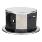 Bloc multiprise encastrable 3 prises 16a 2p + t et 2 usb - alu - otio