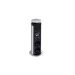 Bloc multiprise escamotable - perel - schuko - 3 prises - 2 ports usb - 16 a
