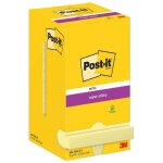 Bloc - note adhsif - post - it - super sticky notes - 76 x 76 mm - jaune canari - 12 blocs