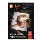 Bloc papier  dessin - a6 - aquarelle - fusain - encre - gouache - 12 feuilles - sakura