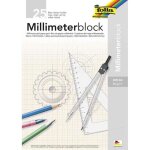 Bloc papier millim�tr� - folia - a3 - 80 g / m2 - 25 feuilles - quadrillage rouge et blanc
