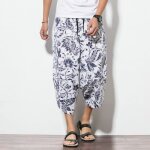 Bloomers hommes coton lin sarouel ample couleur unie d�contract� large jambe pantalon blanc - marque ...