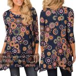 Blouse ample � manches longues imprim�e irr�guli�re pour femmes