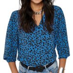 Blouse femme - jacqueline de yong - piper - motif léopard - manches longues - col v Blouse femme - jacqueline de yong - piper - motif léopard - manches longues - col v