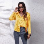 Blouse chemise femme - marque - modèle - manches longues - jaune - haut ample - couleur unie Blouse chemise femme - marque - modèle - manches longues - jaune - haut ample - couleur unie