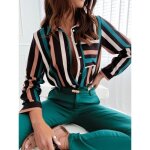Blouse chemise à manches longues pour femmes chemise blanche chemise de printemps à rayures imprimées ... Blouse chemise à manches longues pour femmes chemise blanche chemise de printemps à rayures imprimées ...