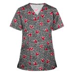 Blouse pour femme uniforme de travail  manches courtes femmes rouge