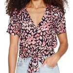 Blouse femme - vero moda easy - manches courtes - marine / rose à fleurs Blouse femme - vero moda easy - manches courtes - marine / rose à fleurs