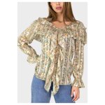 Blouse imprim floral beige femme