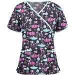 Blouse de infirmire travail  manches courtes femme tunique de travail avec poches imprim animal infirmire ...