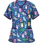 Blouse de infirmire travail  manches courtes femme tunique de travail avec poches imprim animal infirmire ...