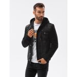Blouson dautomne en jean  capuche - ombre - pour homme - noir