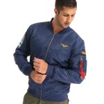 Blouson aviateur bomber matelass homme - funmoon - slim fit - bleu