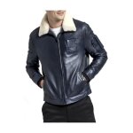Blouson aviateur en cuir howard giorgio cuirs ref 50587 marine Blouson aviateur en cuir howard giorgio cuirs ref 50587 marine