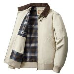 Blouson aviateur homme bomber en coton veste zippee printemps et automne couleur unie tissu confortable ...