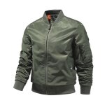 Blouson bomber epais homme automne hiver casual veste zippee col montant couleur unie - vert Blouson bomber epais homme automne hiver casual veste zippee col montant couleur unie - vert