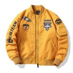 Blouson bomber homme mi - saison insfity - veste aviateur broderie col officier tissu confortable - jaune ...