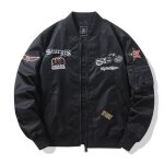 Blouson bomber homme veste aviateur col officier veste zippee broderie printemps et automne