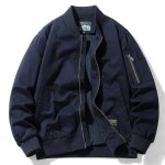 Blouson bomber pour homme veste aviateur en coton printemps et automne couleur unie tissu confortable ...