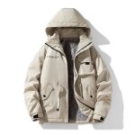 Blouson capuche homme hiver chaud doublé polaire casual veste zippee multi poches en coton couleur unie ... Blouson capuche homme hiver chaud doublé polaire casual veste zippee multi poches en coton couleur unie ...